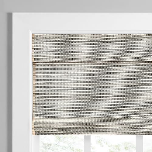 Miniatura 8 de ECLIPSE Persianas romanas de bambú para ventanas de 36 pulgadas de ancho x 72 pulgadas de largo, persianas sin cordones con filtro de luz de