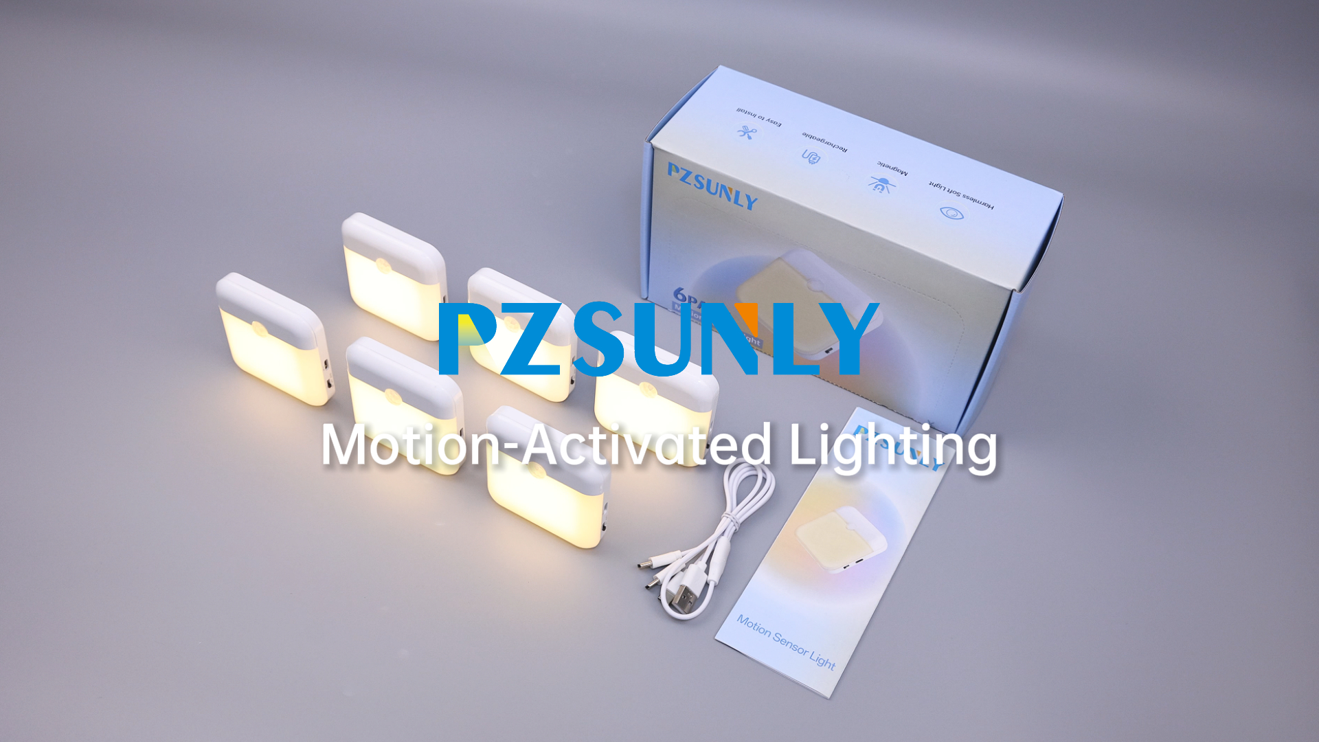 Image of Night Light for Kids,LED Rechargeable,Cabinet Lights Closet Lights,Indoor Motion Sensor Night Lights,Magnetic Hallway Light for Baby Bedroom Kitchen Stairs 6 Pack (Warm and White Light)