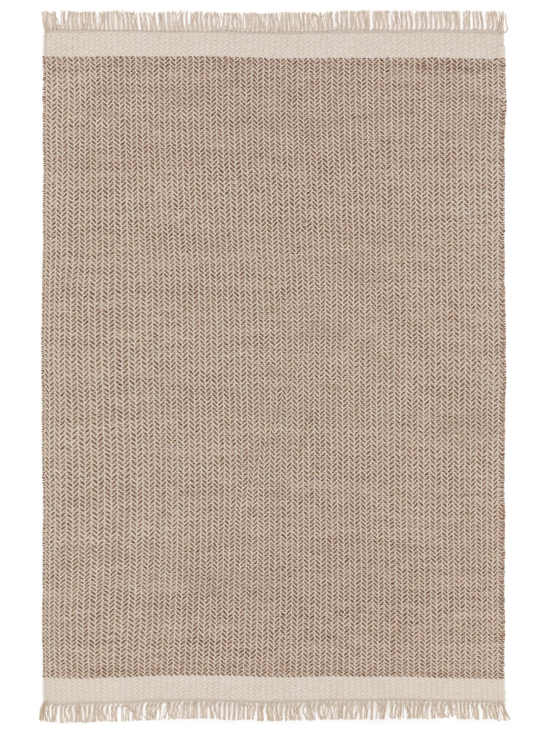 benuta Tapis en laine pure Kim - Beige 200 x 300 cm - Coton, Laine - Rectangulaire & Style : Ikat, Hygge & Cozy, Minimaliste - Facile d'entretien pour le salon et la chambre à coucher