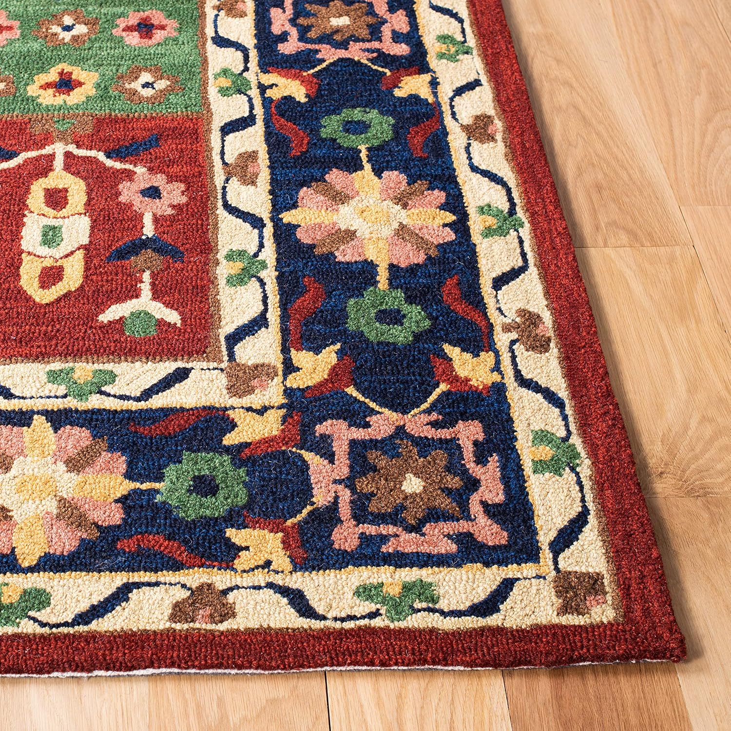SAFAVIEH Heritage Collection Runner Rug - 2'3" x 8', Green & Red, Handmade Traditional Oriental Wool, Ideal for High Traffic Areas in Living Room, Bedroom (HG356Y)