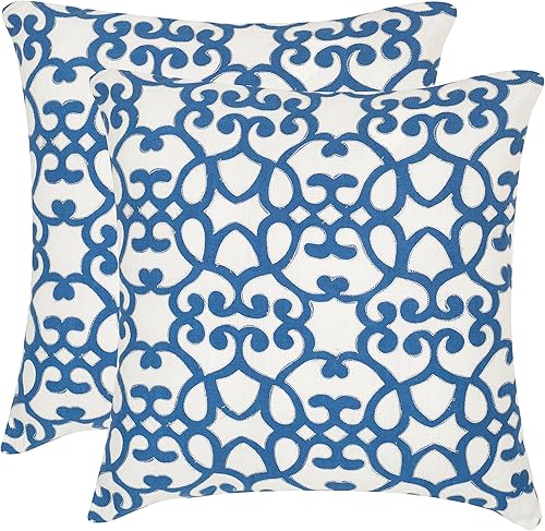 Safavieh Pillow Collection - Juego de 2 almohadas de 20 x 20 pulgadas, color azul rey Mallorca