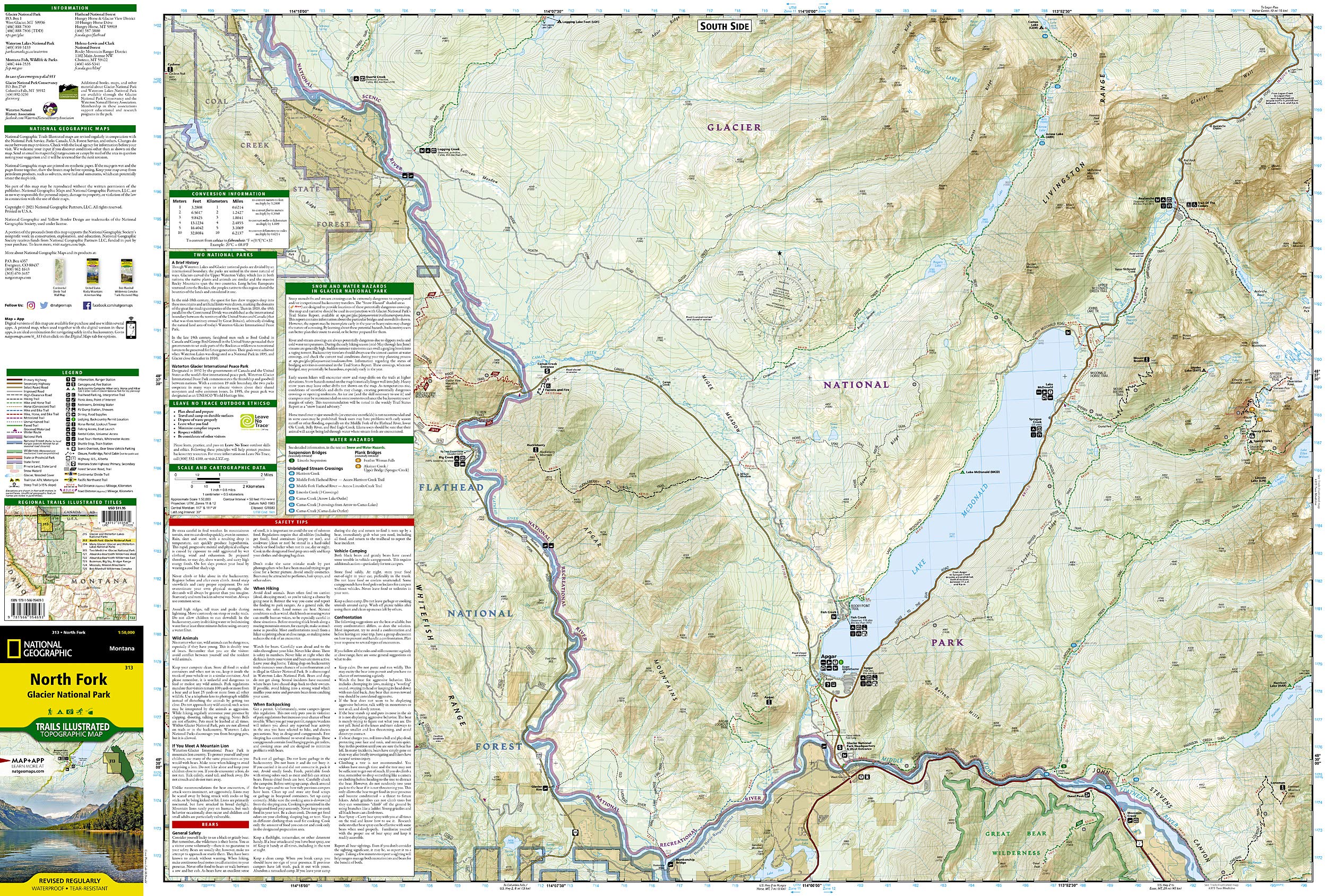 North Fork: Glacier National Park Map (National Geographic Trails Illustrated Map, 313) - Image 4