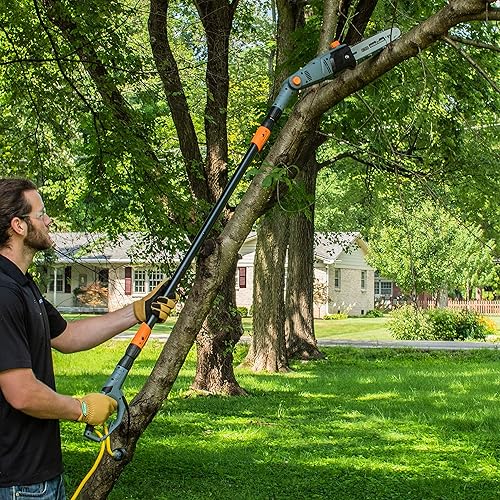 Miniatura 5 de Scotts Outdoor Power Tools PS45010S - Sierra de poste eléctrica con cable de 10 pulgadas, 8 amperios, cabeza ajustable, barra y cadena Oregon