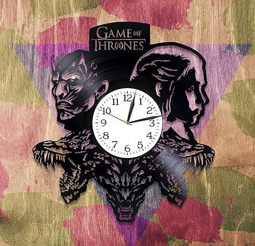 Miniatura 2 de GOT Room Art Lp - Reloj de pared de vinilo retro, regalo de cumpleaños vintage para hombre, rey nocturno y Daenerys, reloj de tronos artísticos,