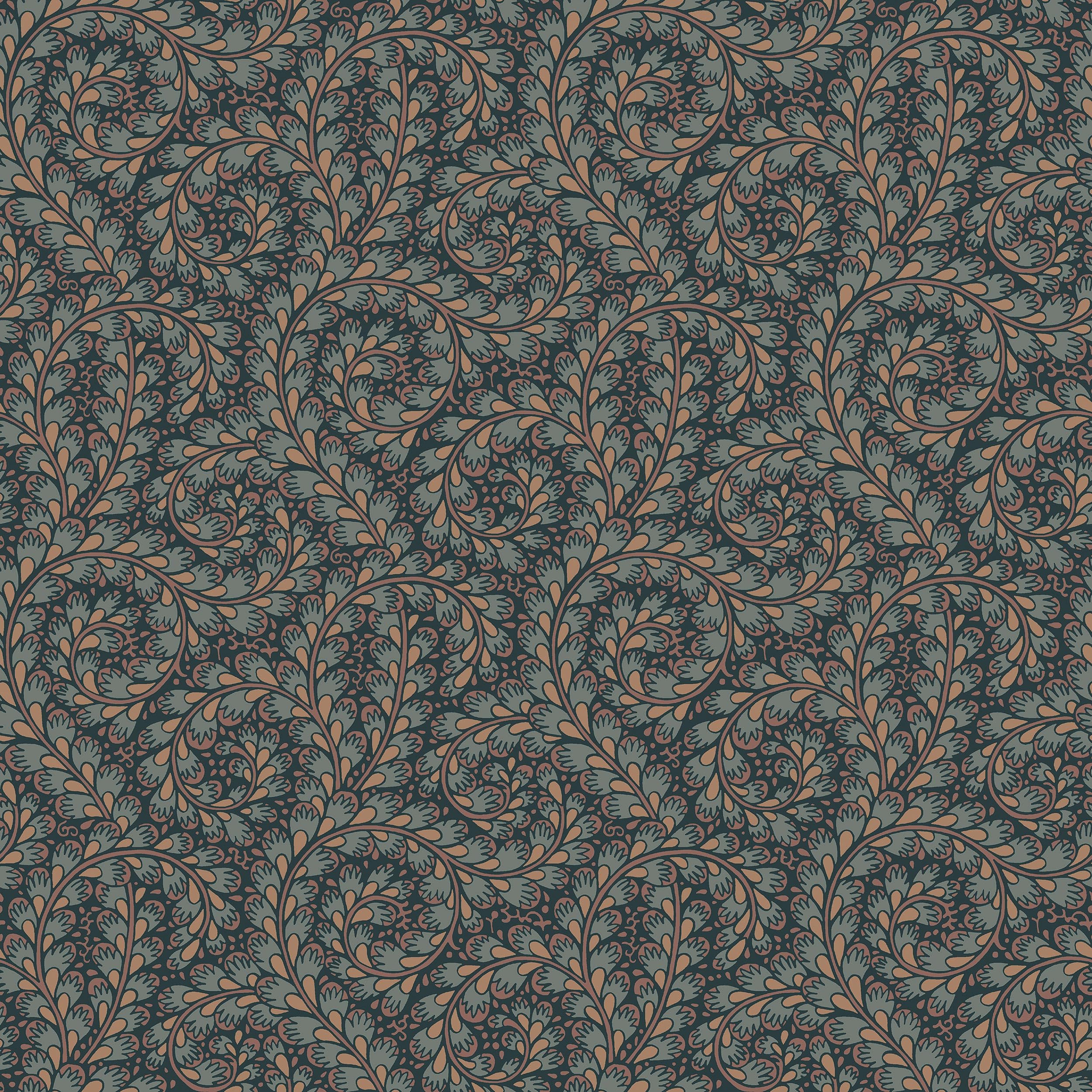 Papier peint botanique intissé bleu terracotta Borastapeter pour décoration murale nature