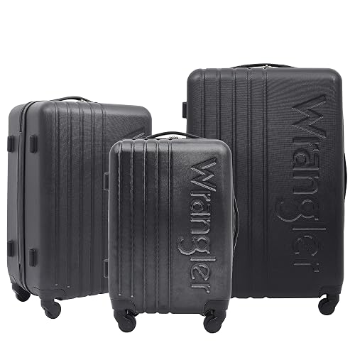 Wrangler Quest Luggage Set, Black, 3 Piece Set (28'/24'/20')