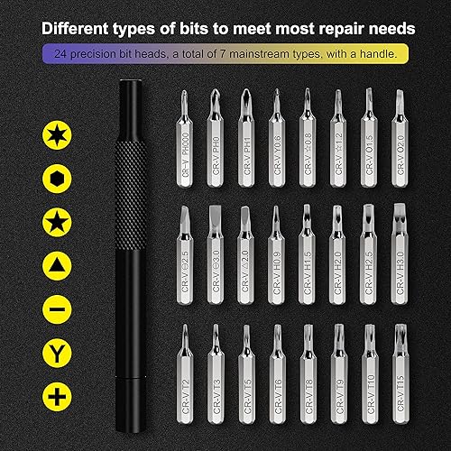 Miniatura 3 de VCELINK Juego de destornilladores pequeños 25 en 1 con estuche con 12 conectores de plátano para altavoz, chapados en oro