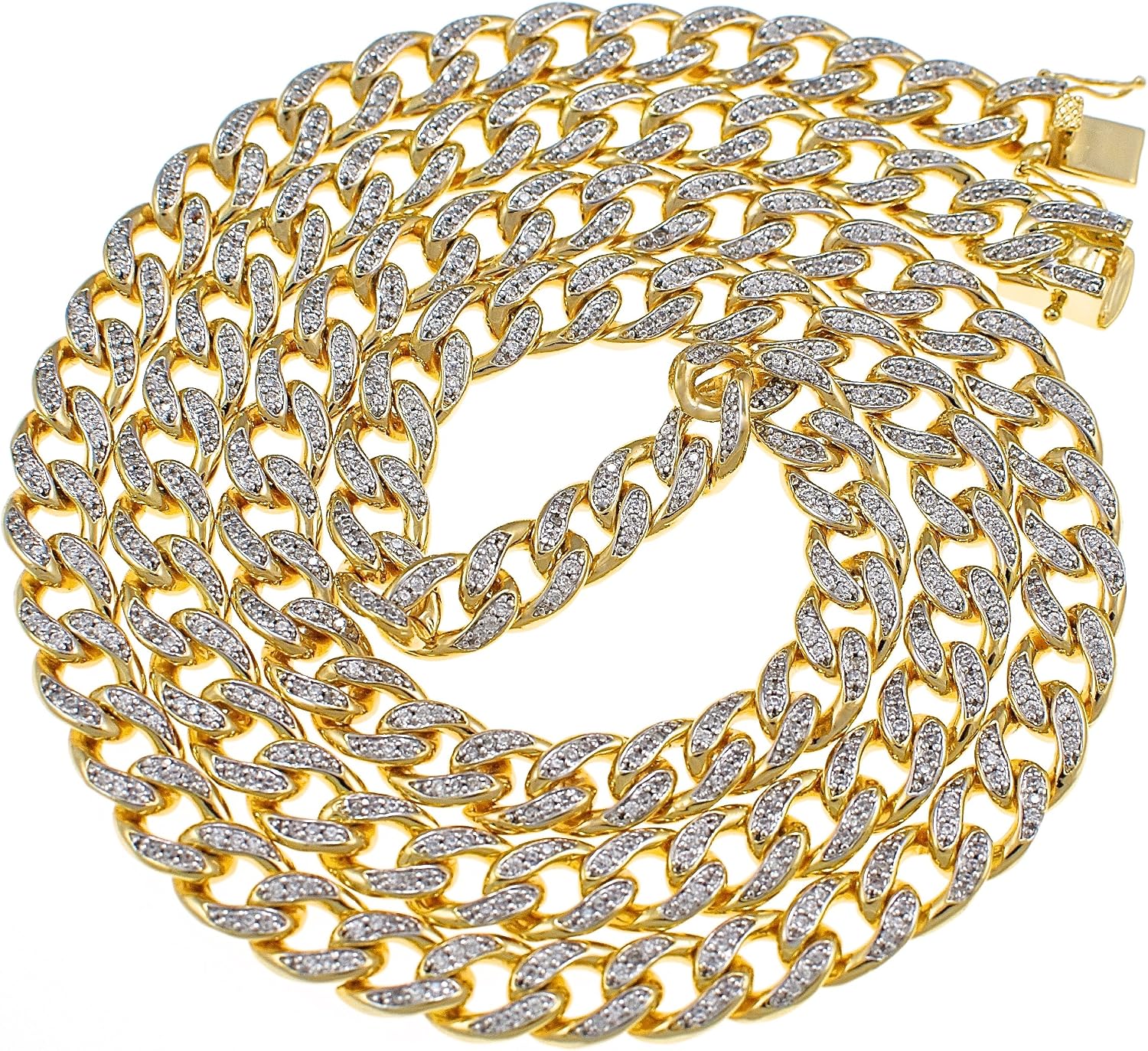 GWOOD Cuban Link Chain Gold Color Necklace (Gold Color 10MM Wide 36 INCH Chain)