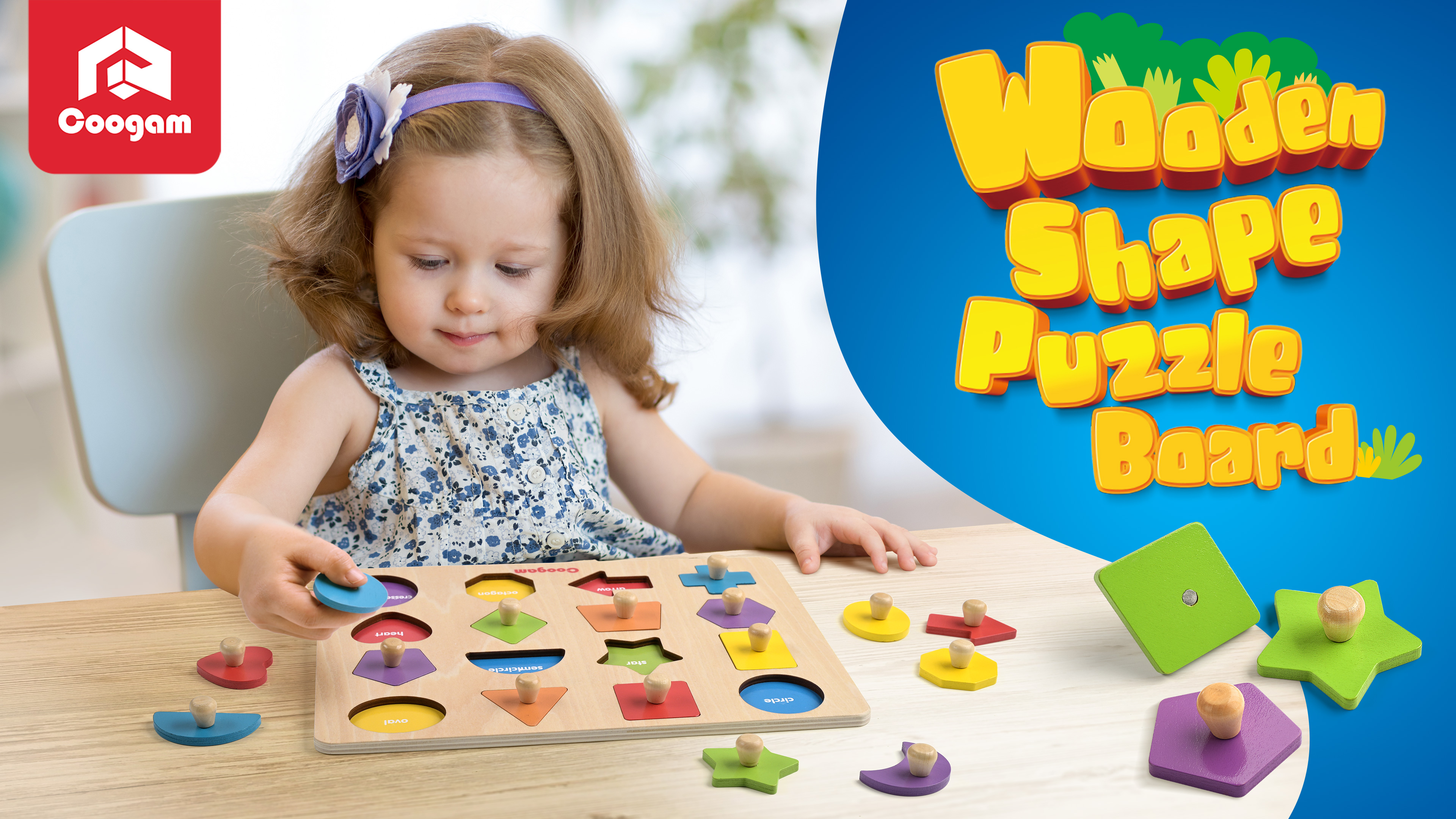 Amazon.com: Coogam Montessori Toy Wooden Shape Peg Puzzle, Fine