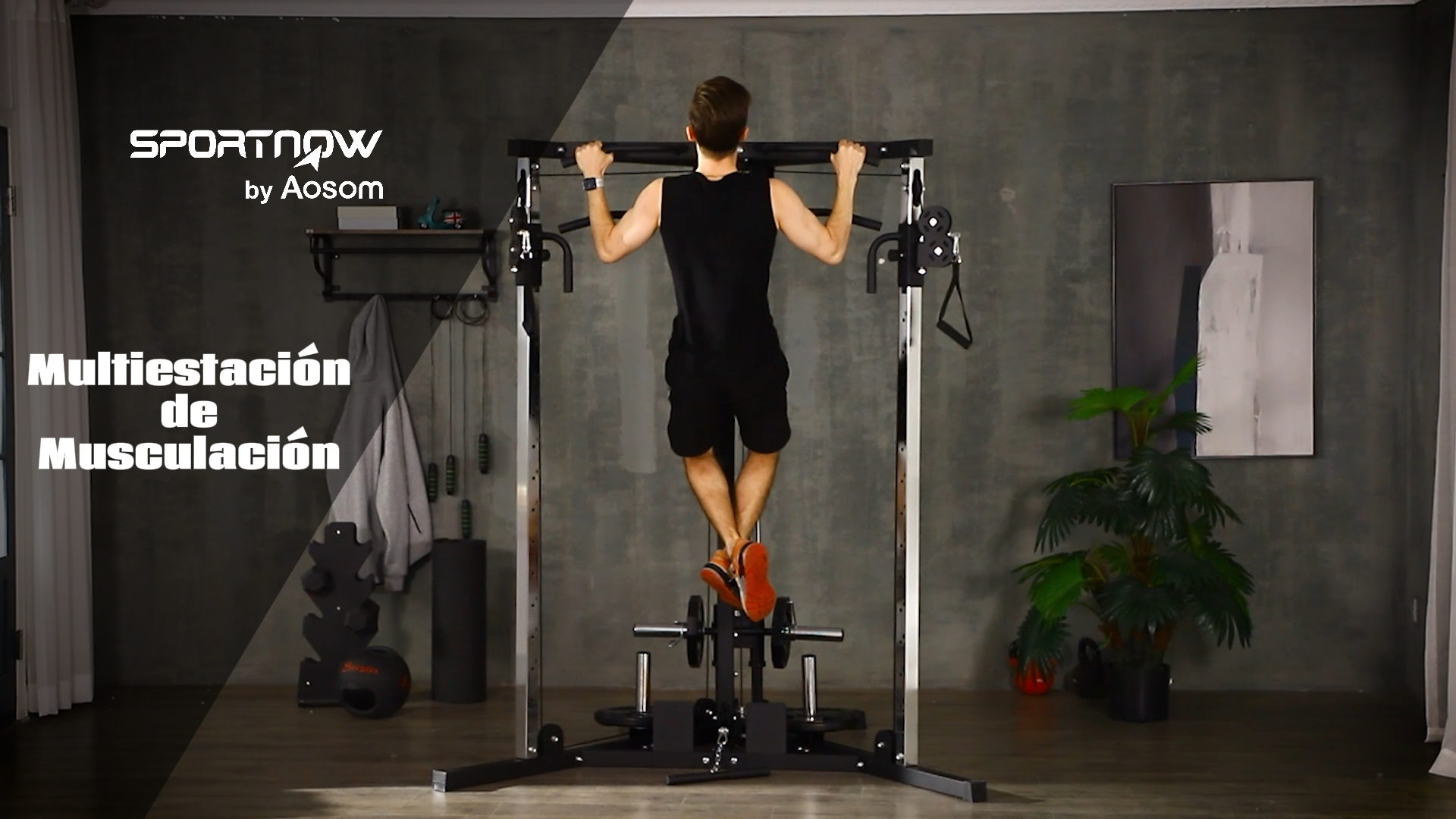 Maquina Gimnasio HOMCOM Mu00e1quina De Musculaciu00f3n Con Polea Y