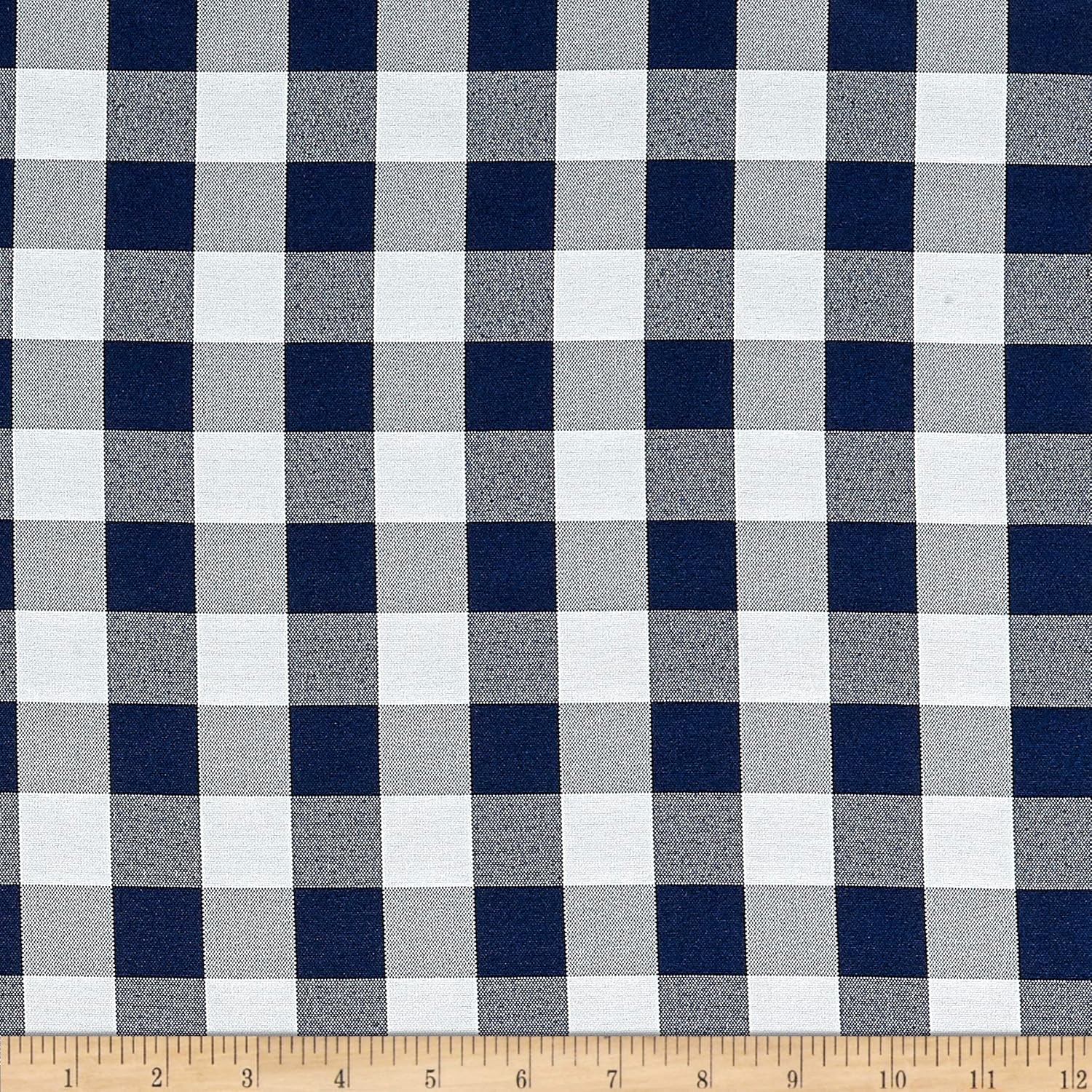 Picnic Gingham Yarn-Dyed Navy Blue/White, Fabric by the Yard