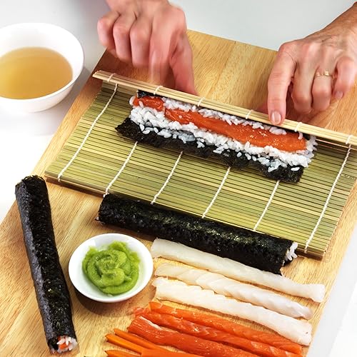 Miniatura 7 de TOSSOW - Kit de fabricación de sushi – Incluye 2 alfombrillas de rodillo de sushi, 1 paleta de arroz, 1 esparcidor de arroz y 5 pares de palillos de