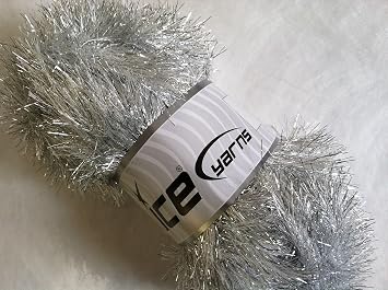 Large 100 gram skein Silver Light Gray Eyelash Dazzle Ice Metallic Eyelash Yarn