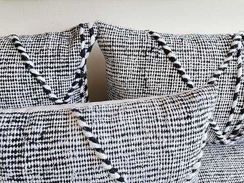 Miniatura 6 de FoamRush Cojín marroquí de 6 x 28 x 84 pulgadas, color negroblanco, con espuma viscoelástica de gel, sofá biplaza sin brazos, sofá de piso, sofá