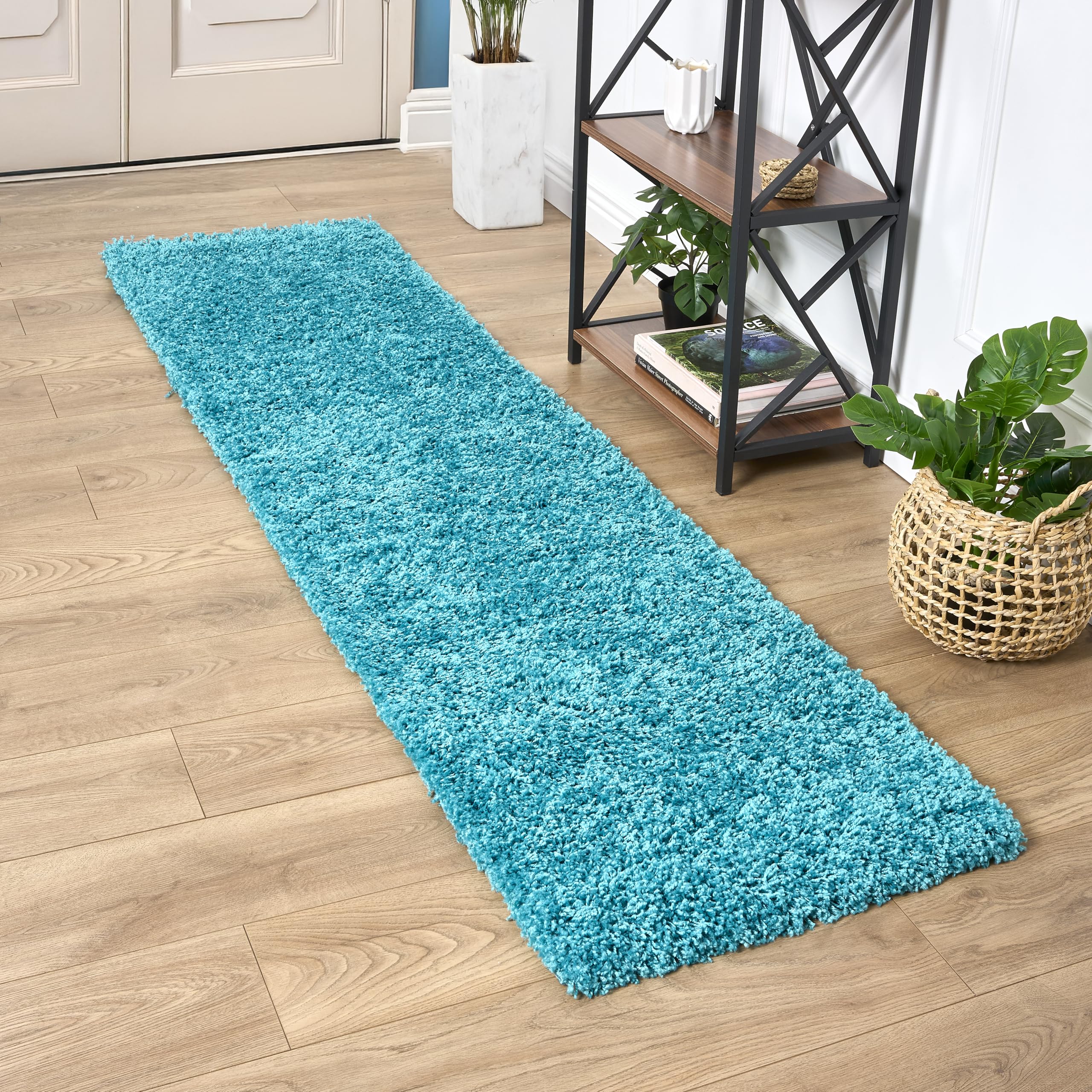 Bravich Navy Blue Shaggy Rug 80 x 150cm (2'7" x 4'11") 5cm Pile Medium Thick Fluffy Living Room Hessian Backed Washable — view 51