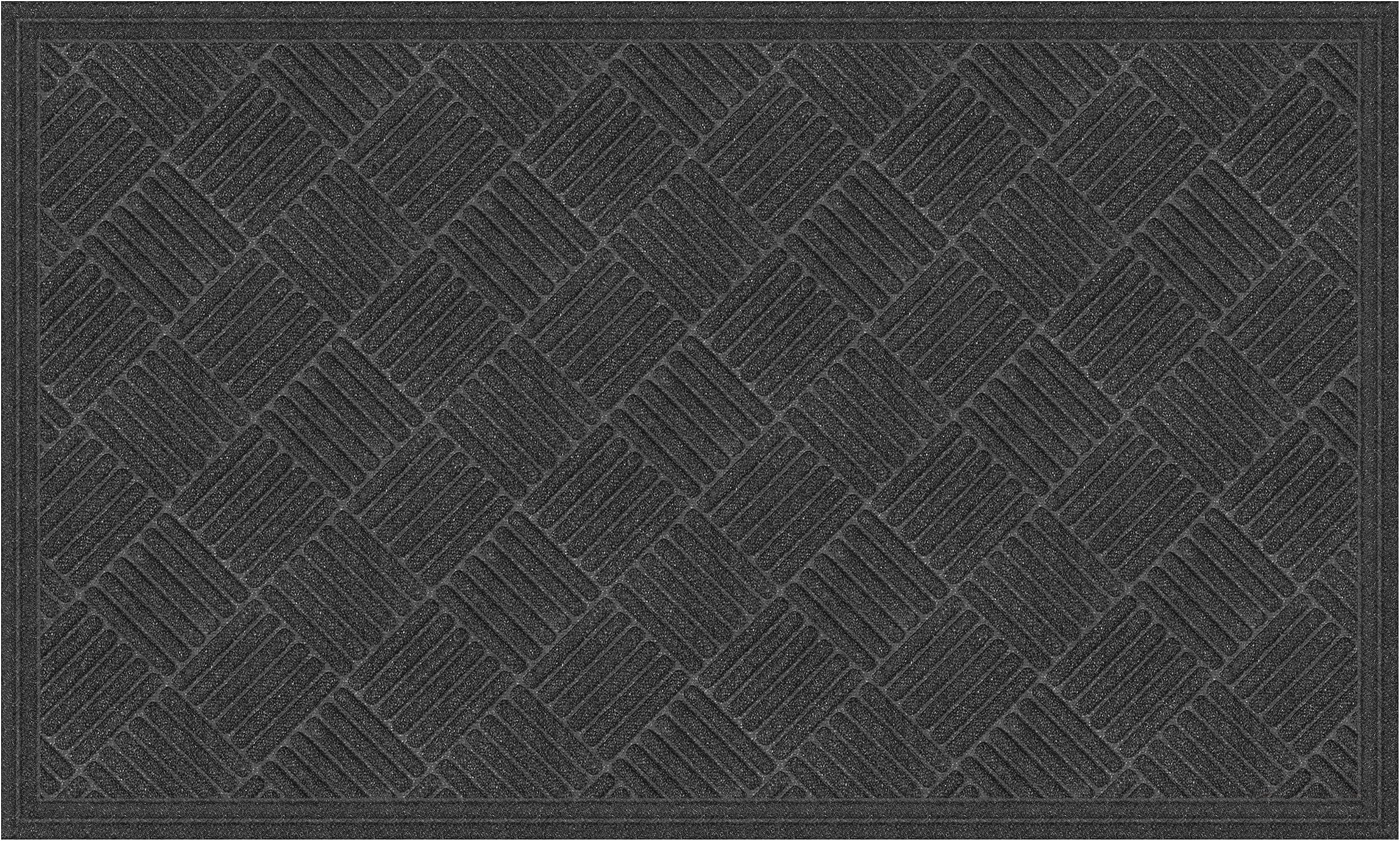 Textures Crosshatch Entrance Mat, 3-Feet by 5-Feet, Charcoal