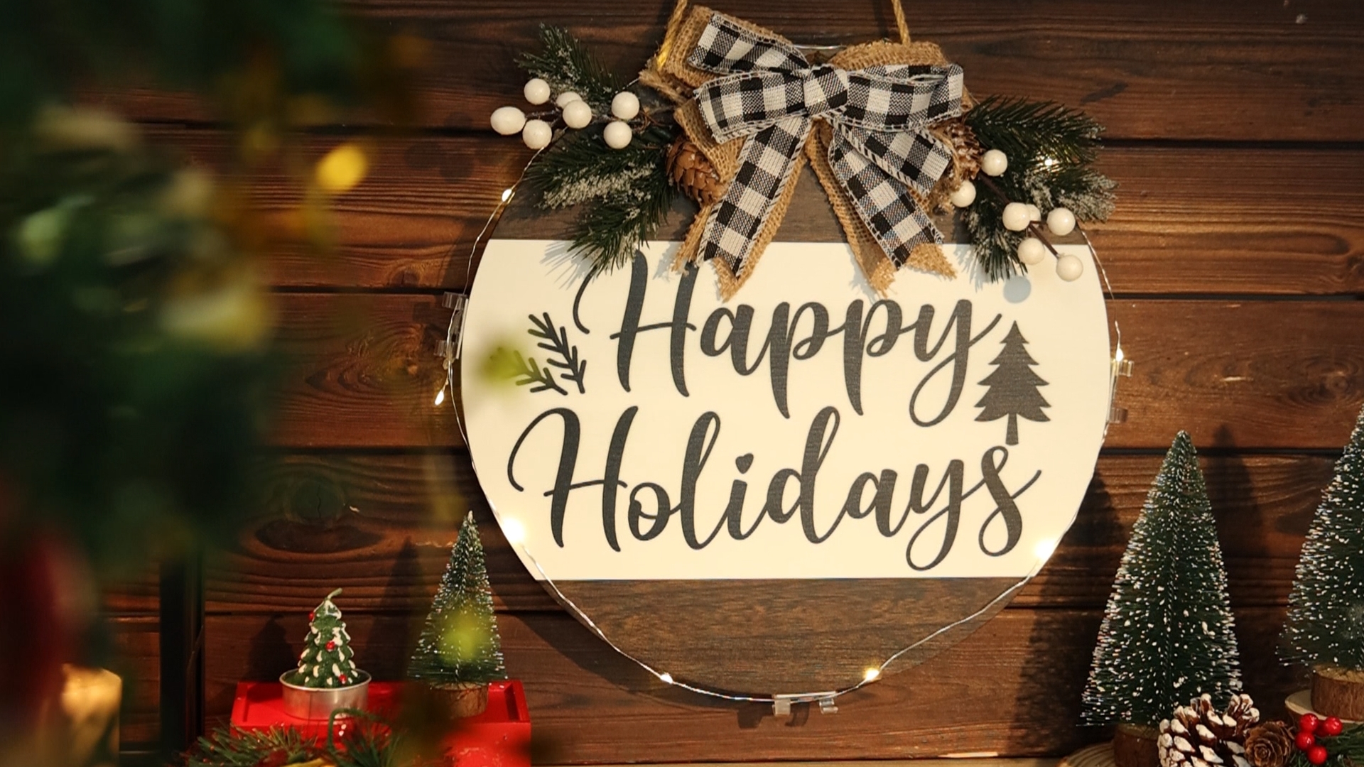 Watch Happy Holidays Door Wreath Sign-Wooden White on Amazon Live