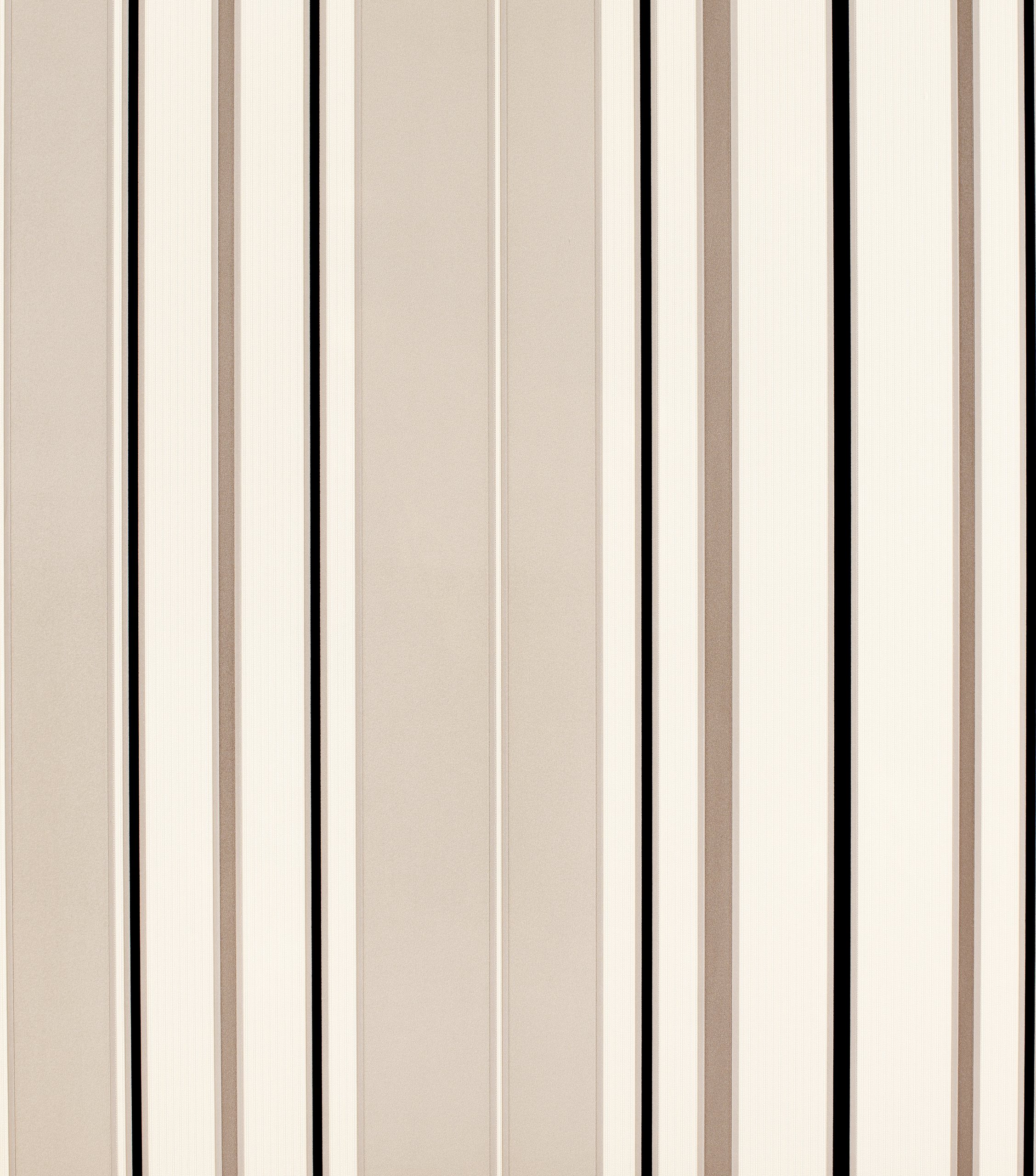 Designer 70cm Vinyl Wallpaper Sample - Regency Stripes (Black, Tan and Cream)