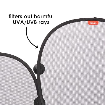 Diono Sun Stoppers Car Window Shades 2 Pack, Car Sun Shade for Side Window with Suction Cups, Blocks Sun Glare UV Rays Perfect for Baby, Kids, Pets Protection