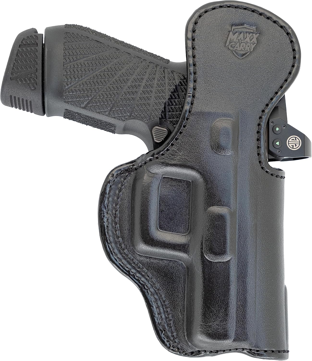 Maxx Carry IWB Inside The Waistband Leather Holster, Optic Ready, for SIG P320 RXP XCOMPACT Compatible with Most Red Dot Sight Optics