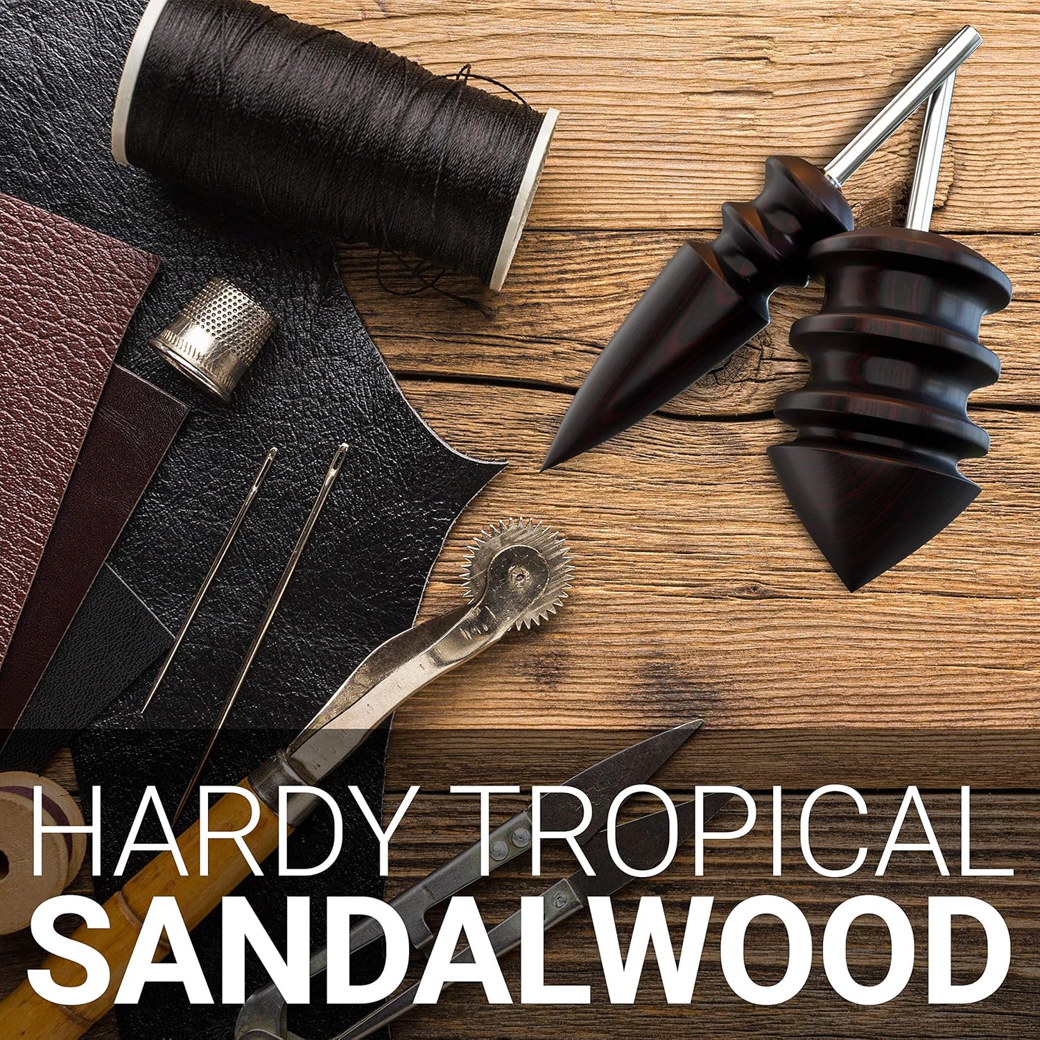 Leather Burnisher Bits 2-Pack for Rotary Dremel Tools – Pointed Tip and Multi Grooved Burnishing Tips Made of Solid Tropical Sandalwood Create Smooth, Clean Edges on Leathercraft Projects