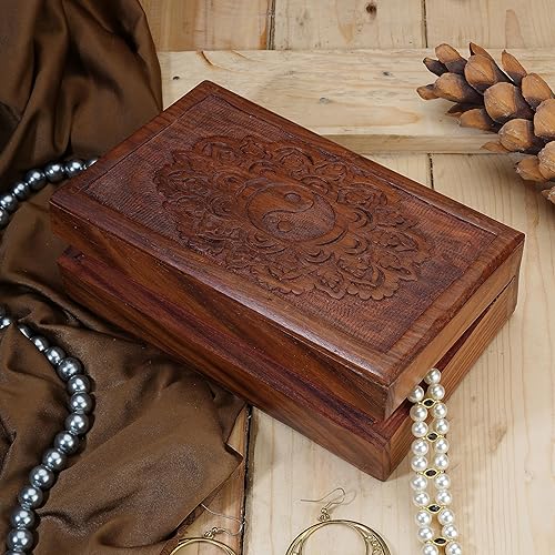 Miniatura 29 de Ajuny Handcrafted Decorative Wooden Jewelry Box Elephant Embossed Design Hand carved Solid Multipurpose Keepsake Storage Travel Organizer Treasure