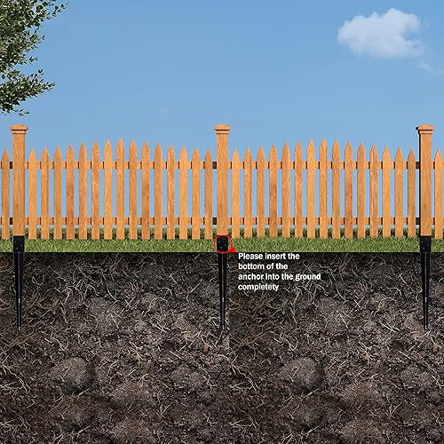 Miniatura 7 de Pico de anclaje de poste de valla de 4 x 4 pulgadas de longitud con recubrimiento de polvo negro de metal - Anclajes de poste de buzón - Ajuste de