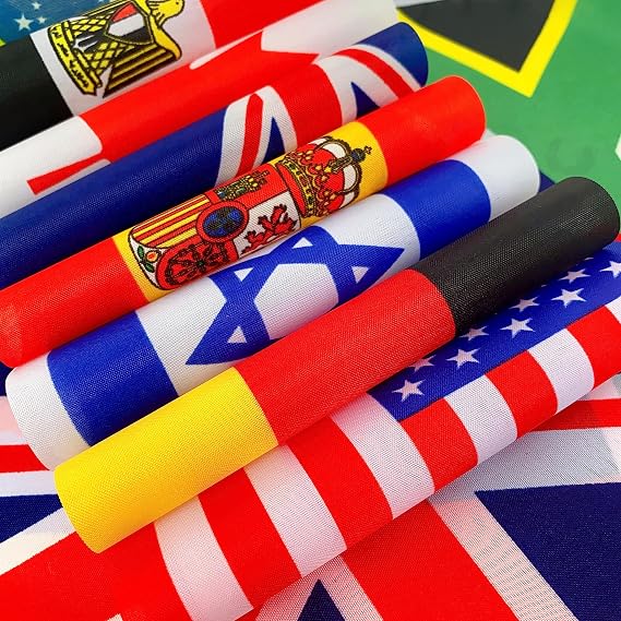 TSMD 50 Countries International World Desk Flags Set Small Mini Office Table Stick Flag with Stand Base,5x8 Inch