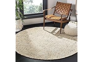 SAFAVIEH 8' Round Handwoven Abstract Premium Wool Area Rug in Gold/Blue