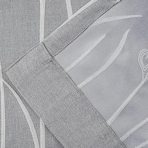 Miniatura 7 de Melodieux Cortina de lino con bordado de trigo para oscurecer la habitación de la sala de estar, dormitorio, con ojales, cortina de ventana, trigo