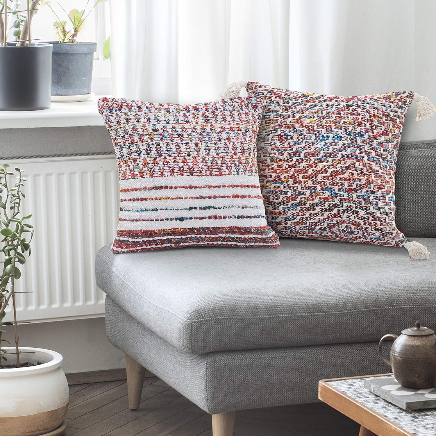 LR Home Throw Pillow, 20" x 20", Chindi/Rust