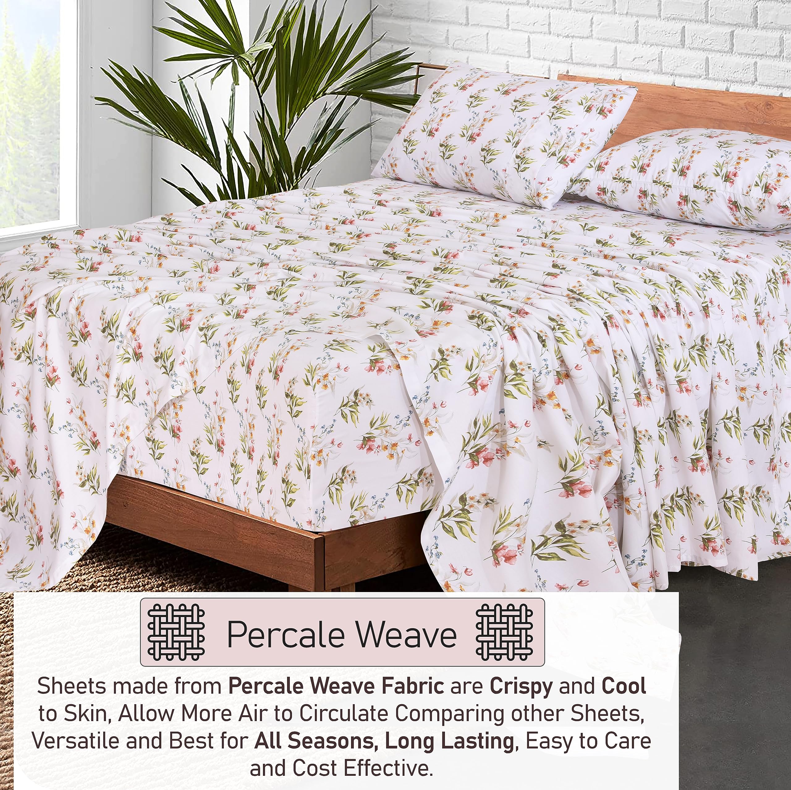 RUVANTI Parure De Lit 4 Pièces Respirante Et Durable, En 100