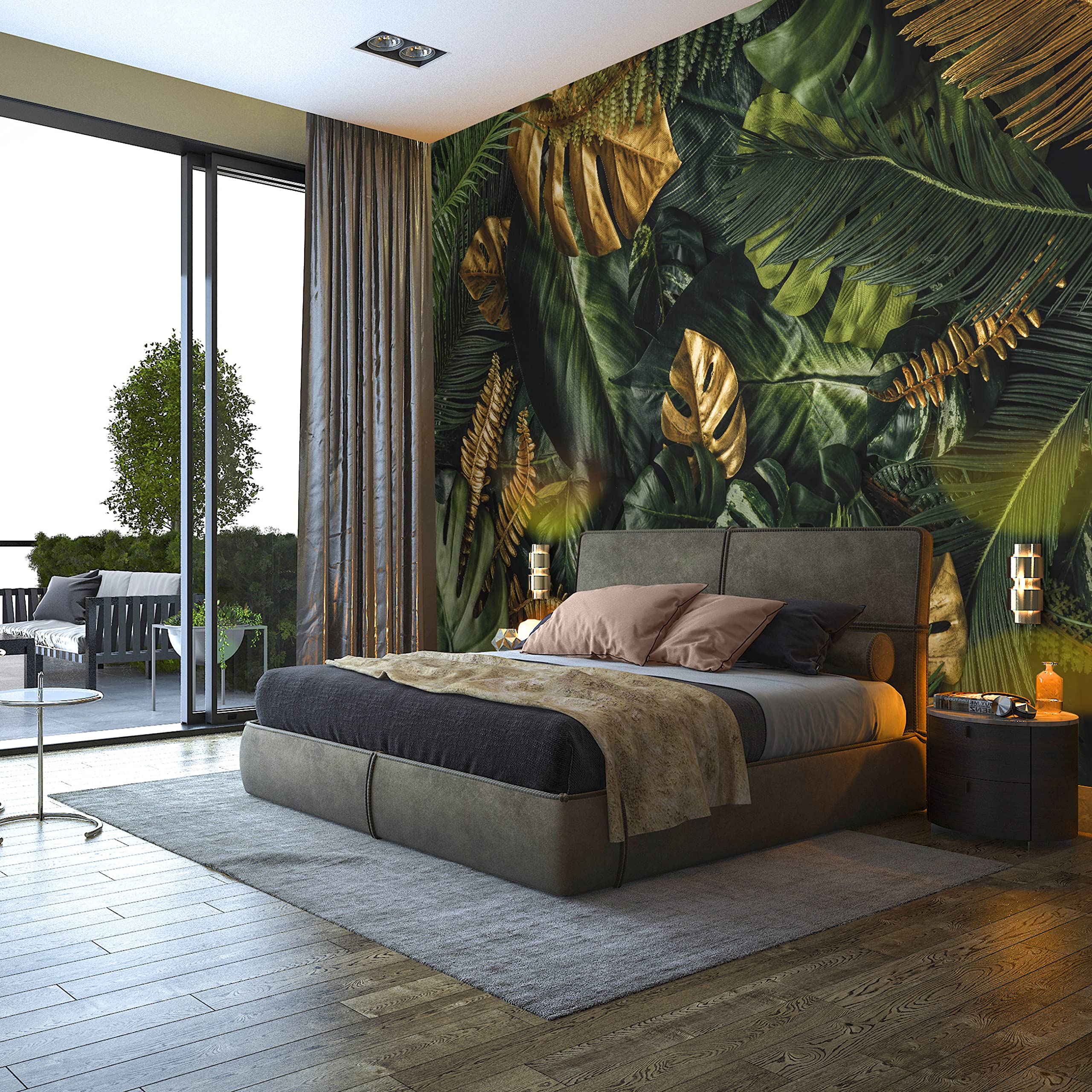 Muralo - 3D-behang vliesbehang - fotobehang 3D-effect - behang voor woonkamer slaapkamer wandbehang - fotobehang - vogels in hoog gras motief - Br.104 cm x hoogte 70,5 cm