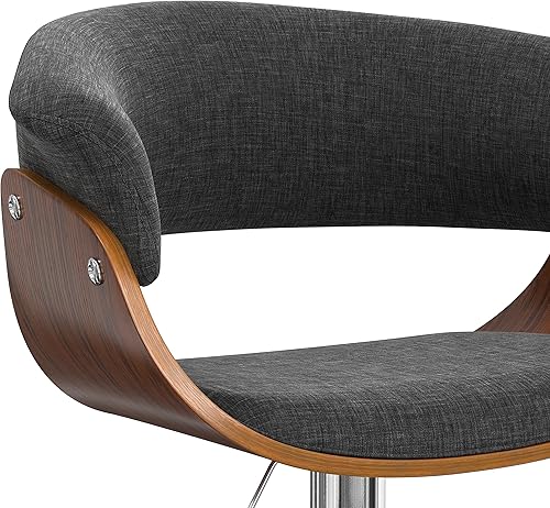 Miniatura 117 de SIMPLIHOME Lowell Taburete de bar giratorio ajustable, silla tapizada de metal de 33 pulgadas de altura del asiento en tela de aspecto de lino gris