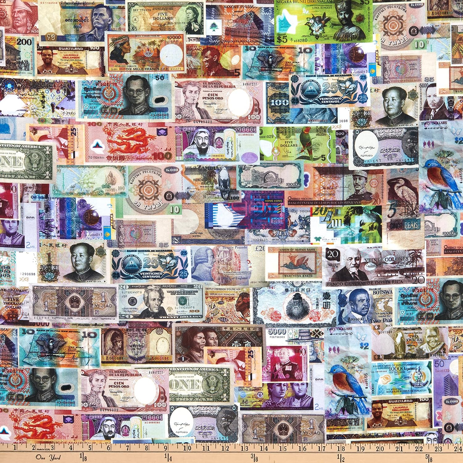 Kaufman Library Of Rarities Money Multi, Fabric by the Yard