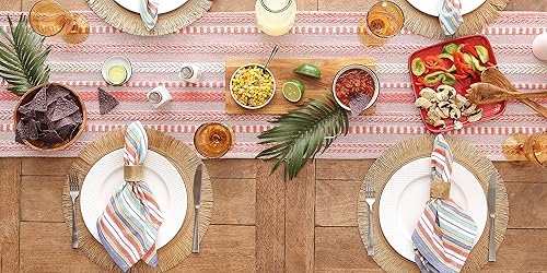 Vista 137 de DII Farmhouse - Camino de mesa trenzado a rayas, 15x72, azul marino