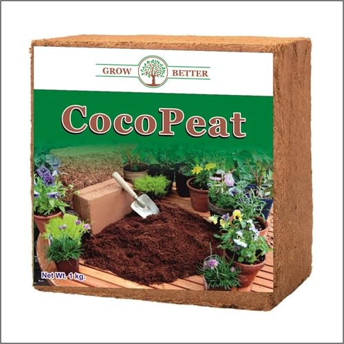 Grow Better Organics Cocopeat Block for Gardening and Hydroponics 1 kg -Pack of 1| Ideal for Indoor and Outdoor Plant | Ready to Use