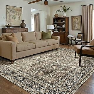 Vintage Area Rug 6x9 Brown Washable Living Room Large Carpet Non Slip Bedroom Indoor Office Low Pile Traditional Distressed Retro Accent Rug for Dining Room Kitchen
OEKO-TEX STANDARD 100
