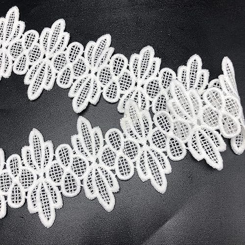 ELLA MAMA Cinta de encaje para manualidades 2-14 x 5yds para costura blanco