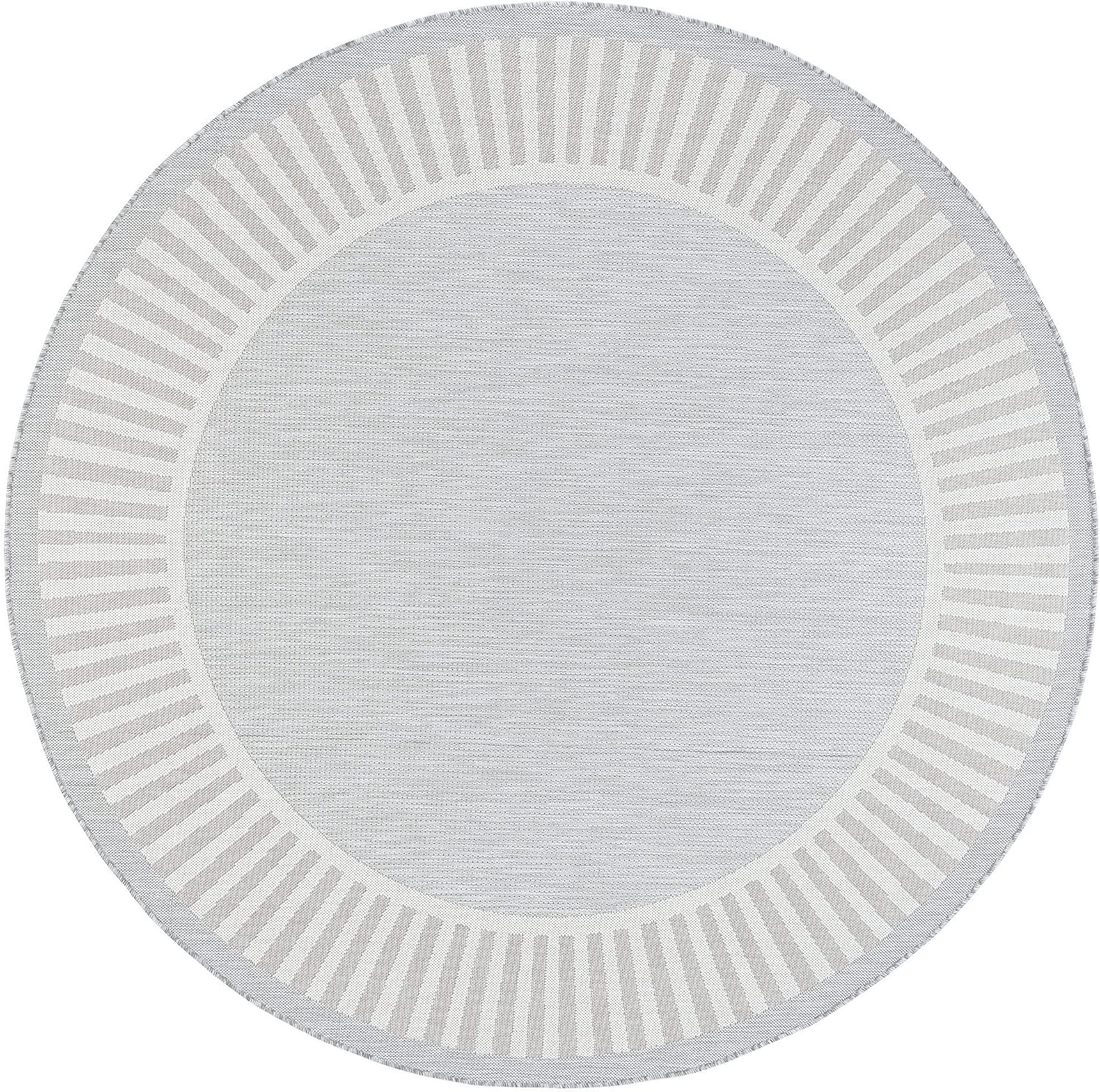 Water & Fade Resistant 8ft Round Indoor Outdoor Rug for Patio, Deck, Porch, Entryway | Outside Area Rugs for Patios | 7'10'' Round Gray
