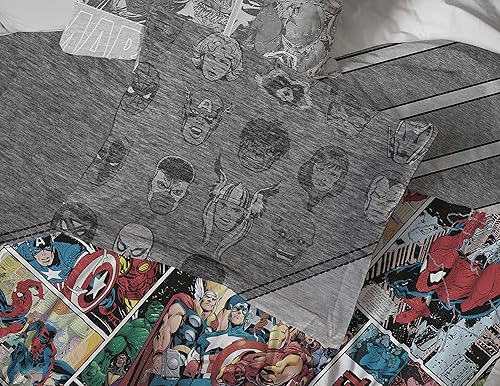 Miniatura 6 de Jay Franco Marvel Comics - Juego de edredón y funda de almohada tamaño individual del 80 aniversario, ropa de cama reversible para niños, microfibra