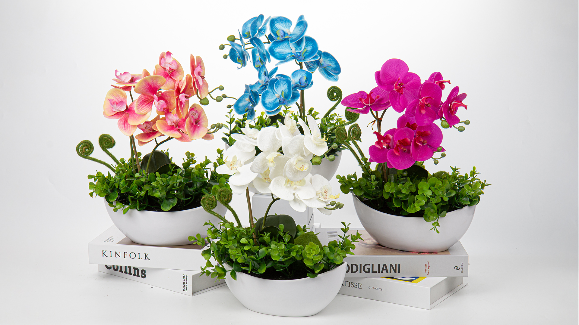 Kunst Orchidee Real Touch 60 cm roze/wit