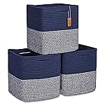 NaturalCozy Storage Cubes 11 Inch Cotton Rope Woven Baskets for Organizing, 3-Pack | Cube Storage Bin | Square Storage Baskets for Shelves Organizer, Classroom, Kids Toy Bins, Closet, Baby Nursery