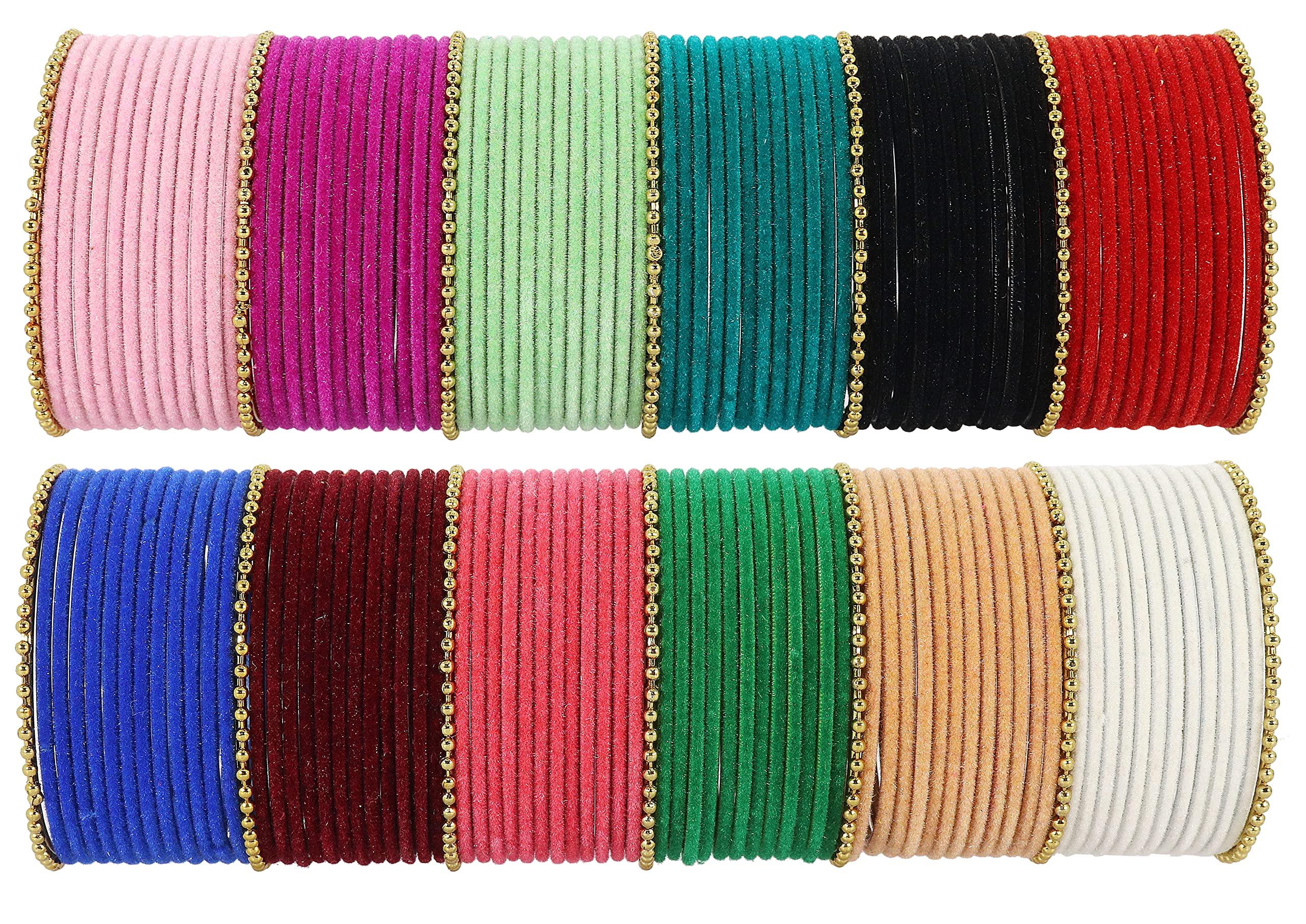 ZULKA Colorful Velvet Metal Bangles Set For Women & Girls With Golden Ballchain Bangles For Women Daily Use | Bangles For Women Traditional For Chuda-(Velvet_Ballchain-2.8), Pack Of 158 (B0BFFNQHQ8) Amazon Price History, Amazon Price Tracker