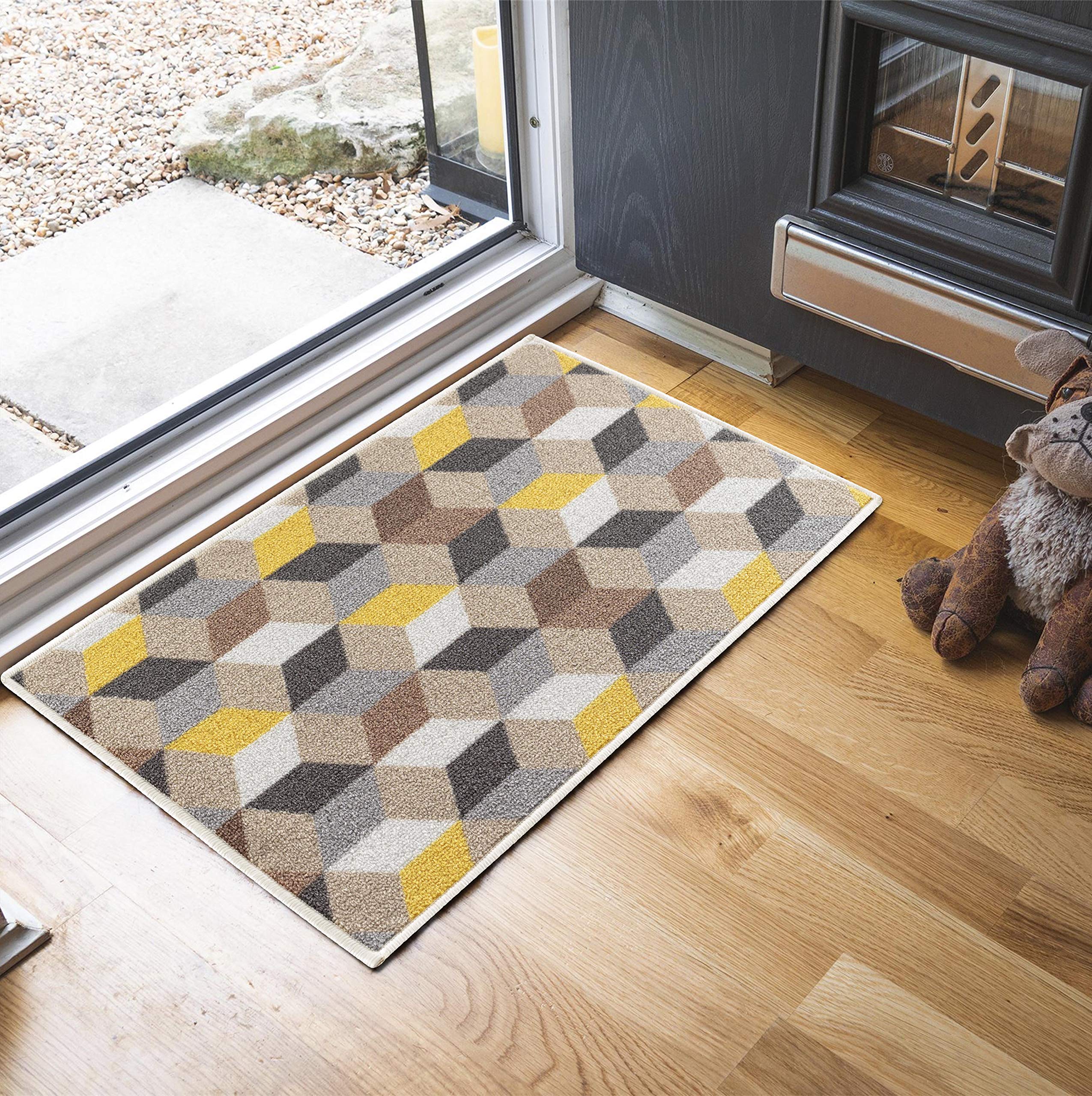 Washable Door Mat Kitchen Mats Non Slip Geometrical Design Hall Runner- Indoor Door Mat - Hallway-Passage Corridor Doormats - Floor Mat — view 4