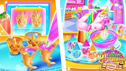 Mermaid Glitter Cupcake Chef - Ice Cream Cone Game