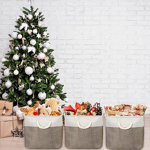 Miniatura 3 de Simple Houseware Cubitos de almacenamiento de tela, contenedor de almacenamiento de 13 x 13 pulgadas, paquete de 3, marrón