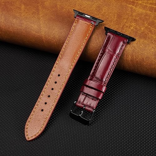 Miniatura 7 de Correa de cocodrilo hecha a mano compatible con Apple Watch Correa de cocodrilo Iwatch Smart de 1.496 pulgadas, 1.575 pulgadas, 1.654 pulgadas,
