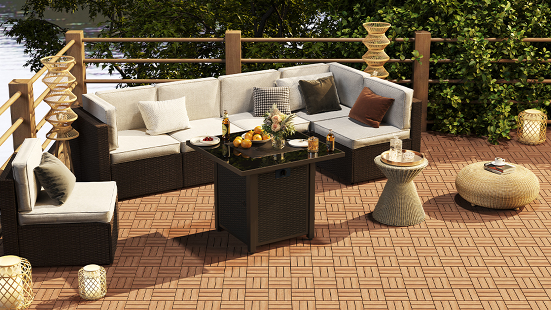 Amazon.com: Yaheetech 27pcs Hardwood Interlocking Patio Deck Tiles