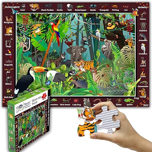 Miniatura 7 de Think2Master Rompecabezas de 100 piezas con diseño de safari de animales de la sabana. Divertido juguete educativo para niños, escuela y familias.